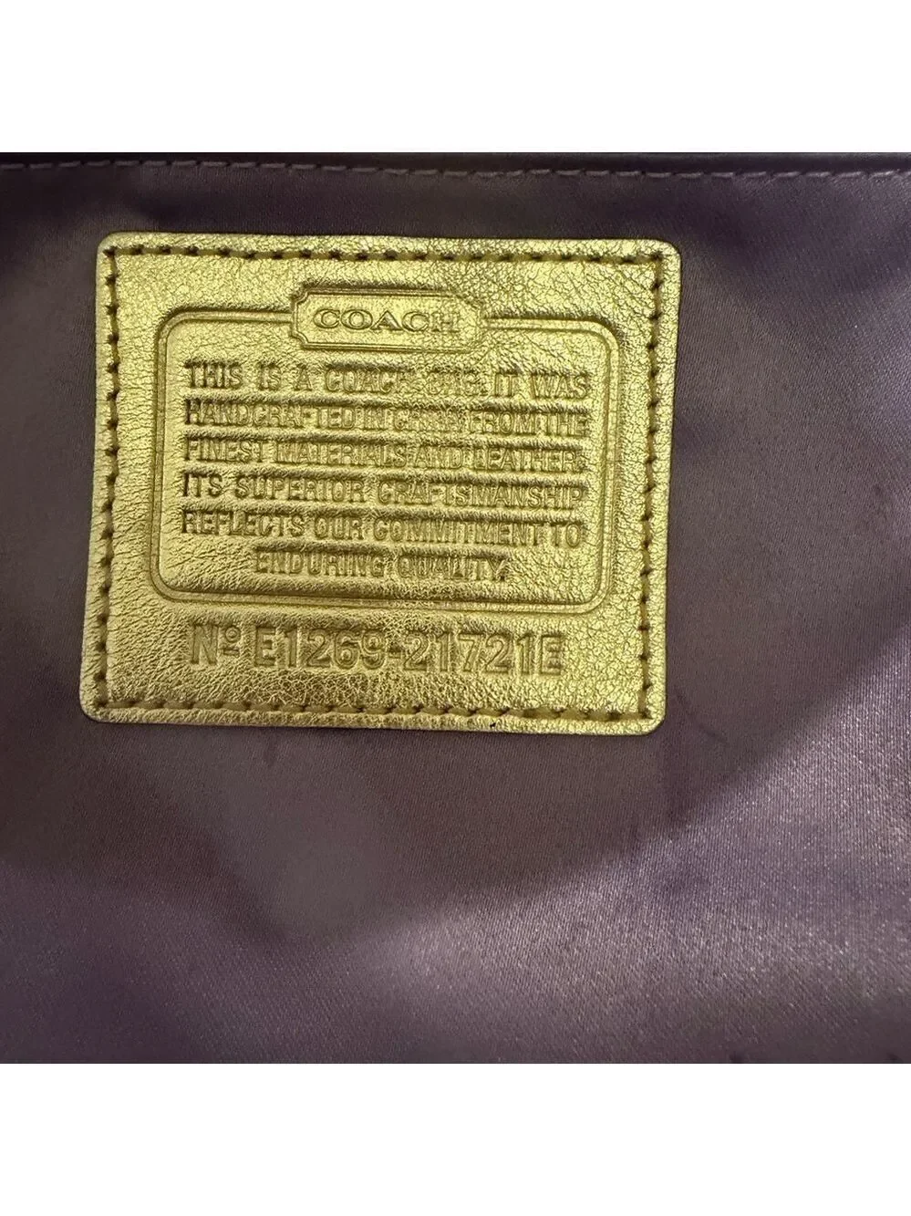 Coach Signature Brooke Hobo Bag Metallic Gold Sateen Gold Hardware Hang Tag